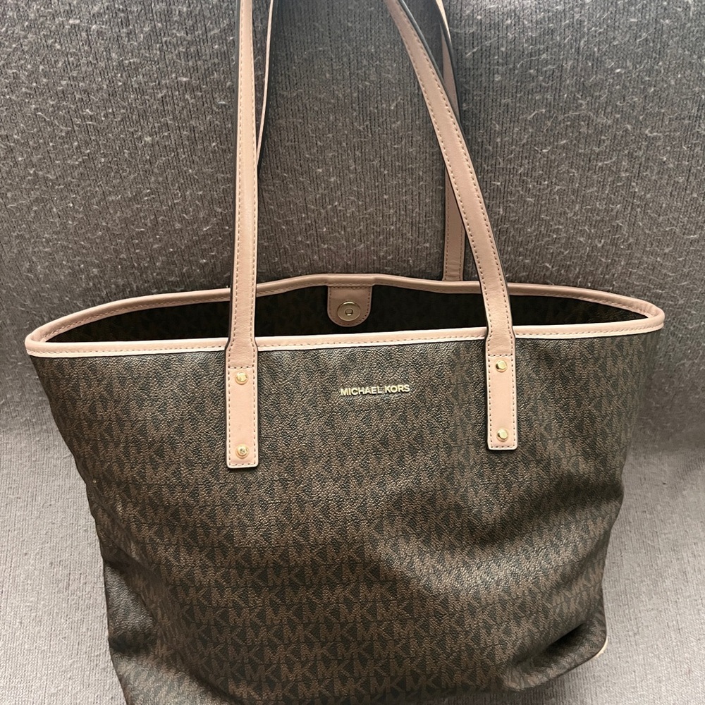 Michael Kors Brown and Tan Monogram Tote